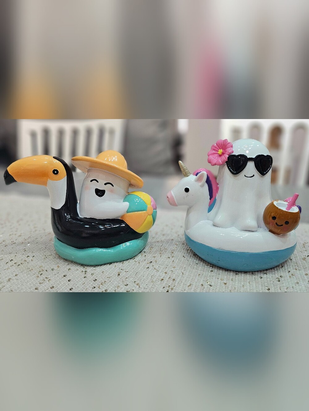 New! Summerween! Set Of 2 Tropical Ghosts Riding Pool Floats Halloween!